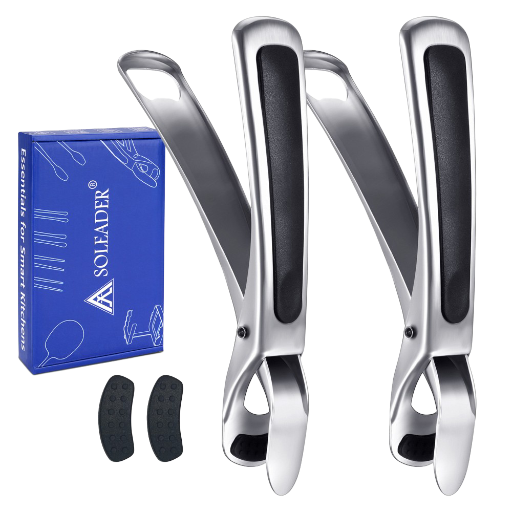 Hot Plate Gripper Stainless Steel - Anti-Scald Kitchen Pan Lifter Tongs 2 Pack