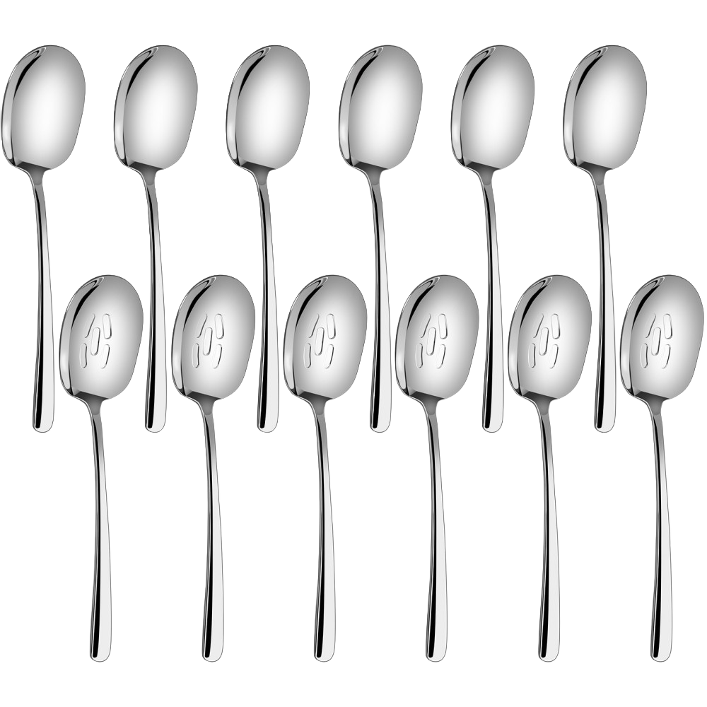 Große Servierlöffel 12er-Set – Edelstahl-Buffetlöffel 30 cm