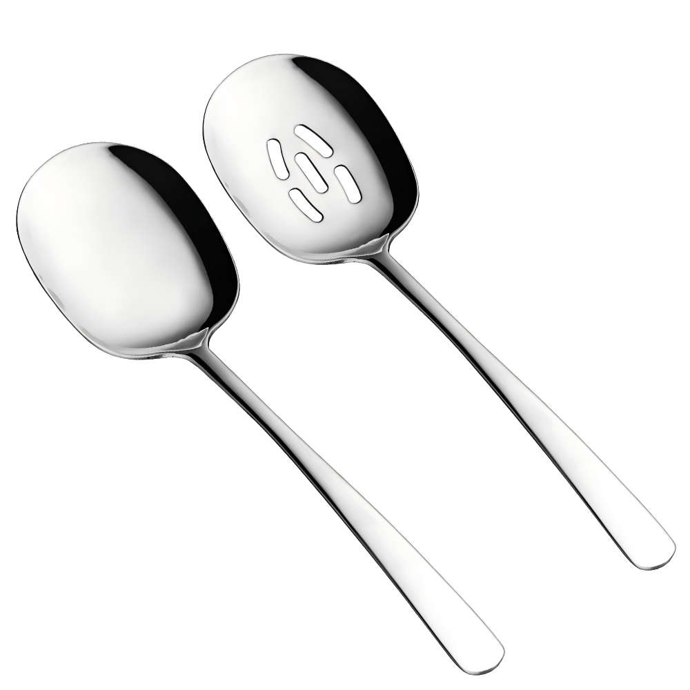 Large Serving Spoons 12 Inch - Stainless Steel Slotted Spoon Set of 2